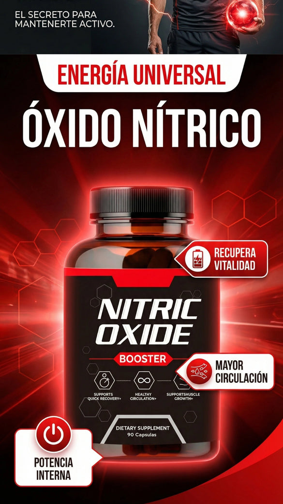 Nitric Oxide Booster para Hombres – Más Energía, Mejor Circulación y Máxima Potencia - 60 capsulas