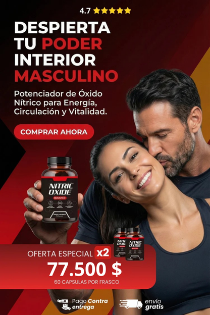 Nitric Oxide Booster para Hombres – Más Energía, Mejor Circulación y Máxima Potencia - 60 capsulas