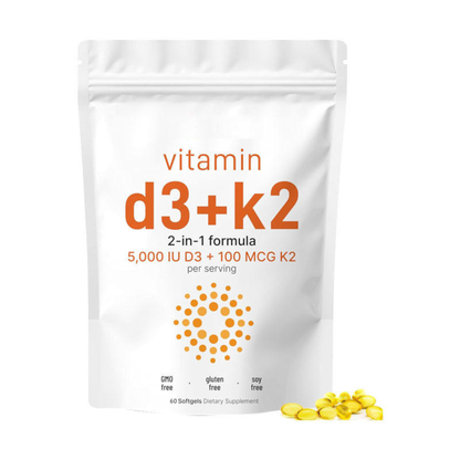 Vitamina D3+K2 (60) Fórmula Premium para huesos fuertes y energía diaria 60 Softgels