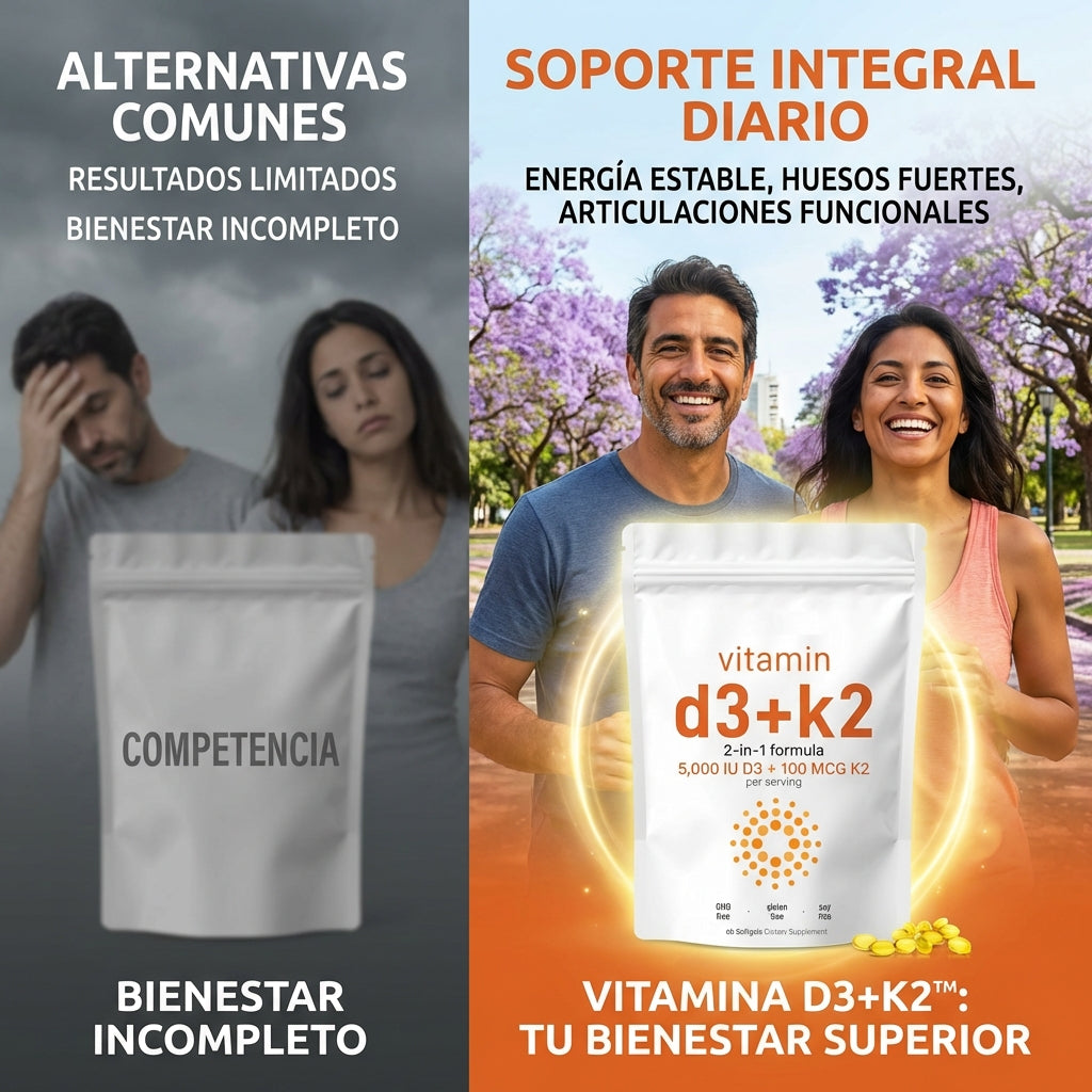 Vitamina D3+K2 (60) Fórmula Premium para huesos fuertes y energía diaria 60 Softgels