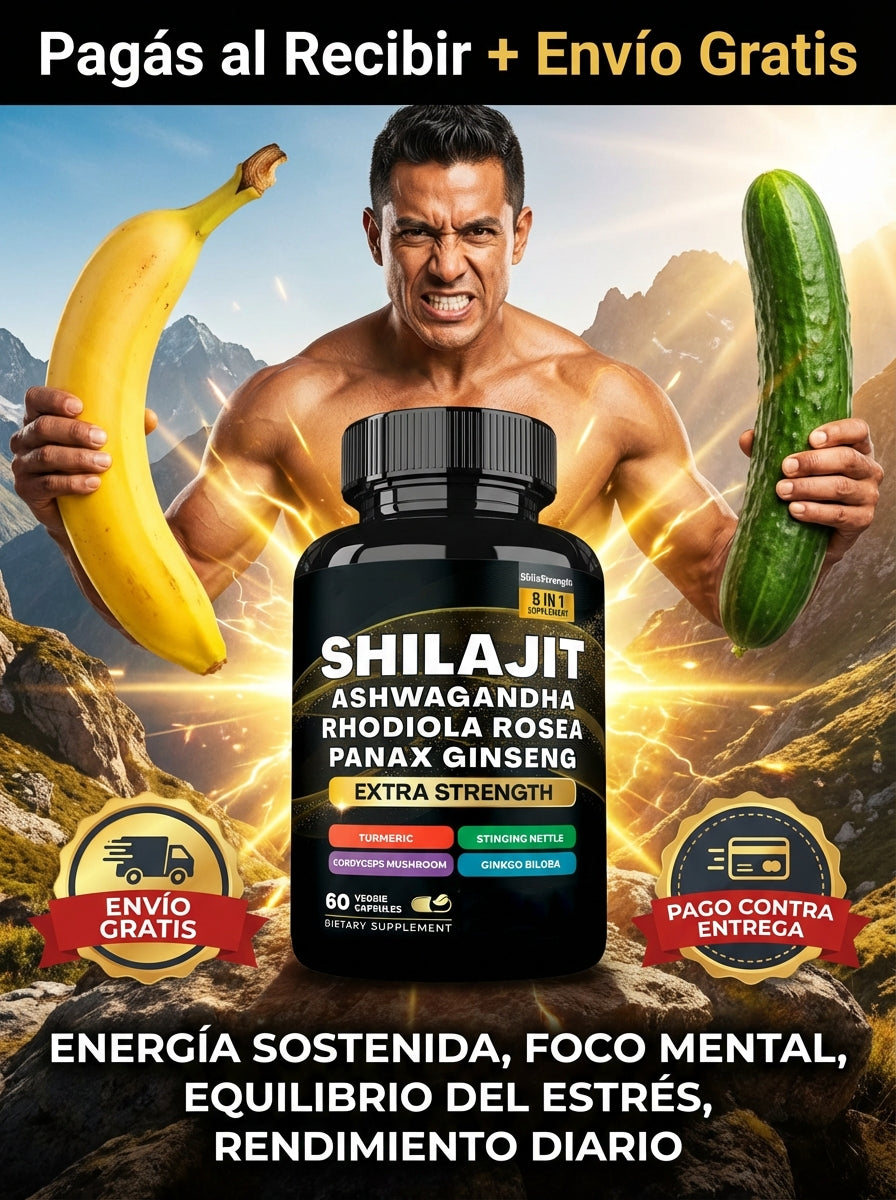 Shilajit 8 en 1™ para Vitalidad Masculina – Energía Sostenida, Foco Mental, Equilibrio del Estrés y Rendimiento Diario – Fórmula Adaptógena Premium