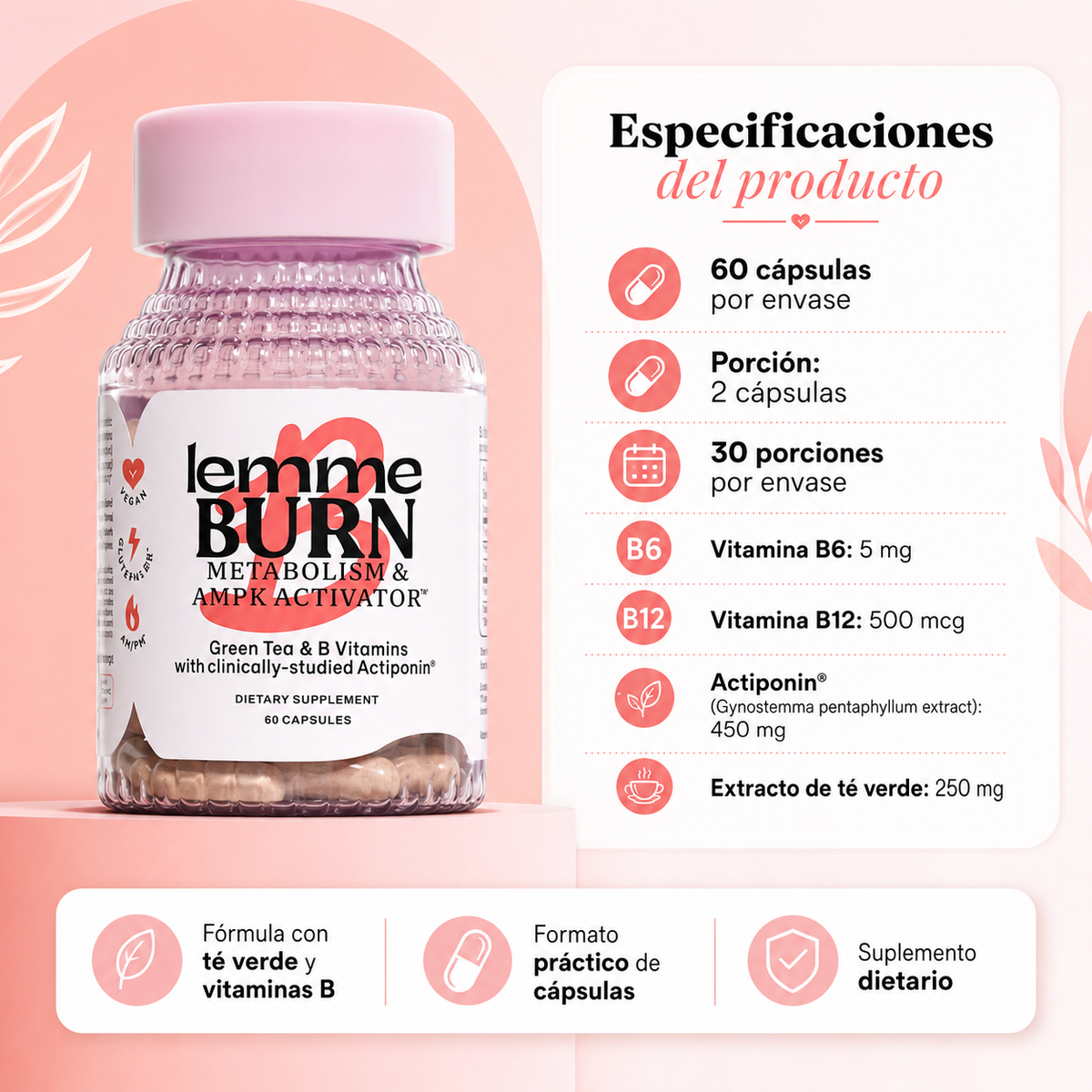 Lemme Burn Metabolism & AMPK Activator – 60 cápsulas - vista 3