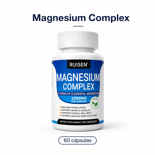 Magnesio Complex 8 en 1 Ruisen, frasco de 60 cápsulas